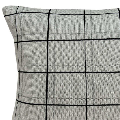 20" Gray Plaid Cotton Throw Pillow