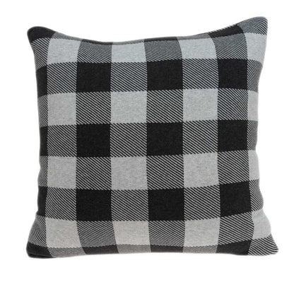 20" Gray Plaid Cotton Throw Pillow