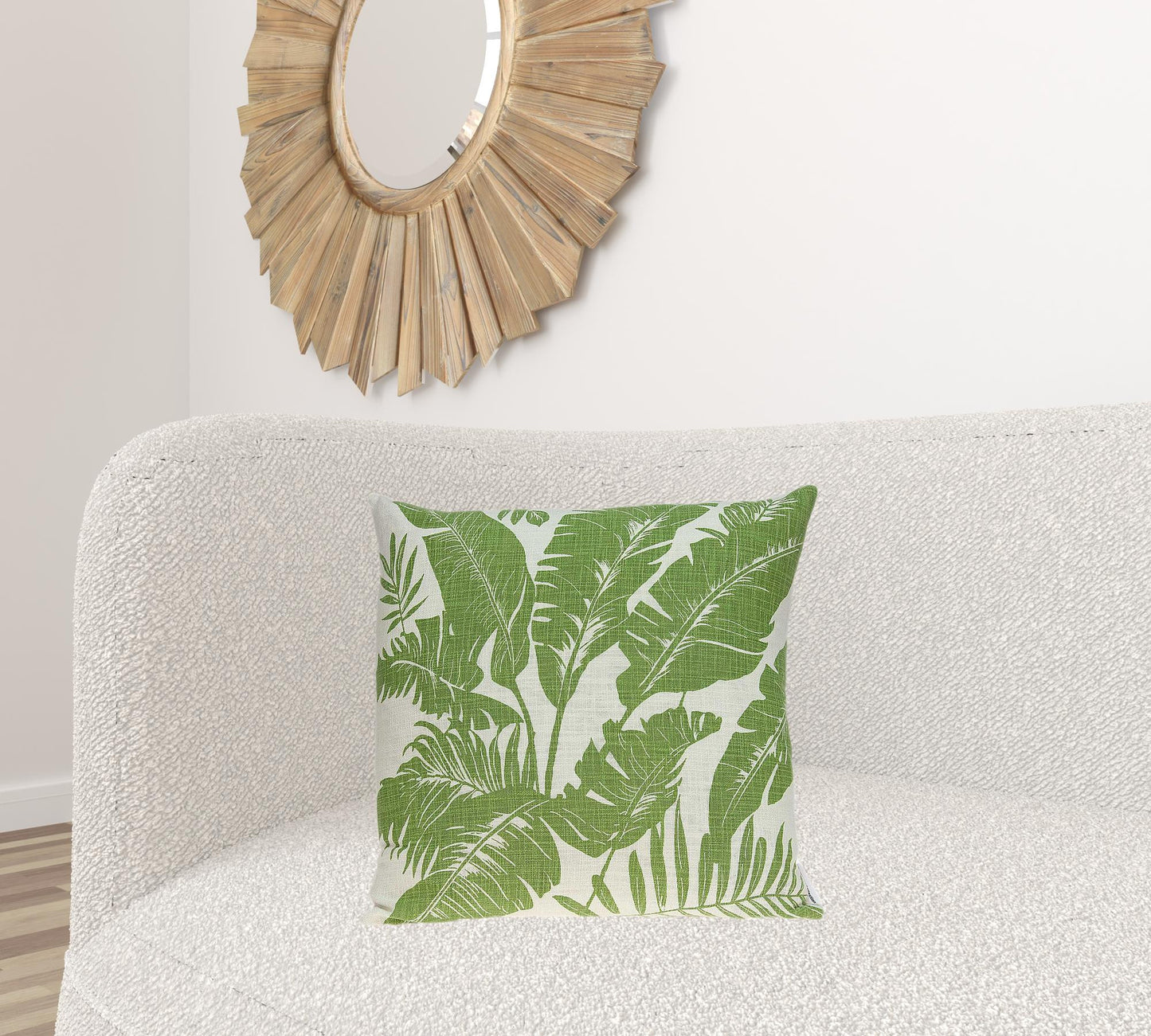 Tropical Green Palm Leaf Design Decorative Accent Pillow