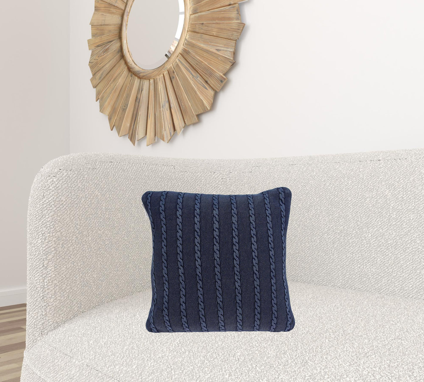 18" X 5" X 18" Transitional Blue Pillow Cover With Poly Insert