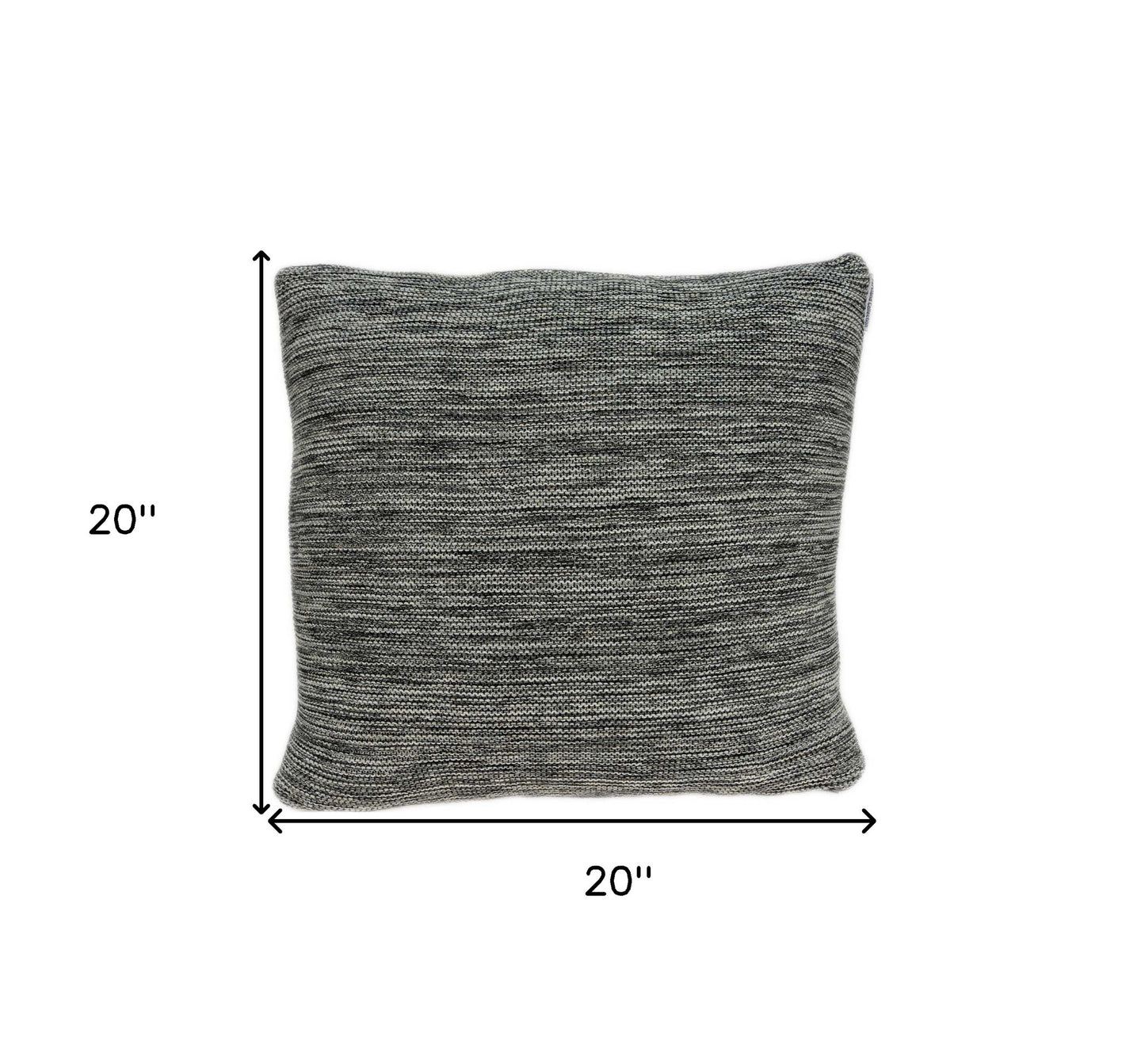 20" Gray Woven Cotton Blend Throw Pillow