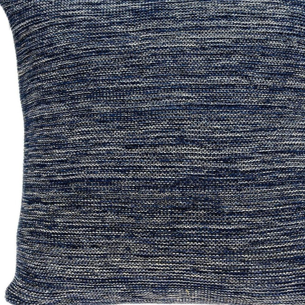 20" Blue Woven Cotton Blend Throw Pillow