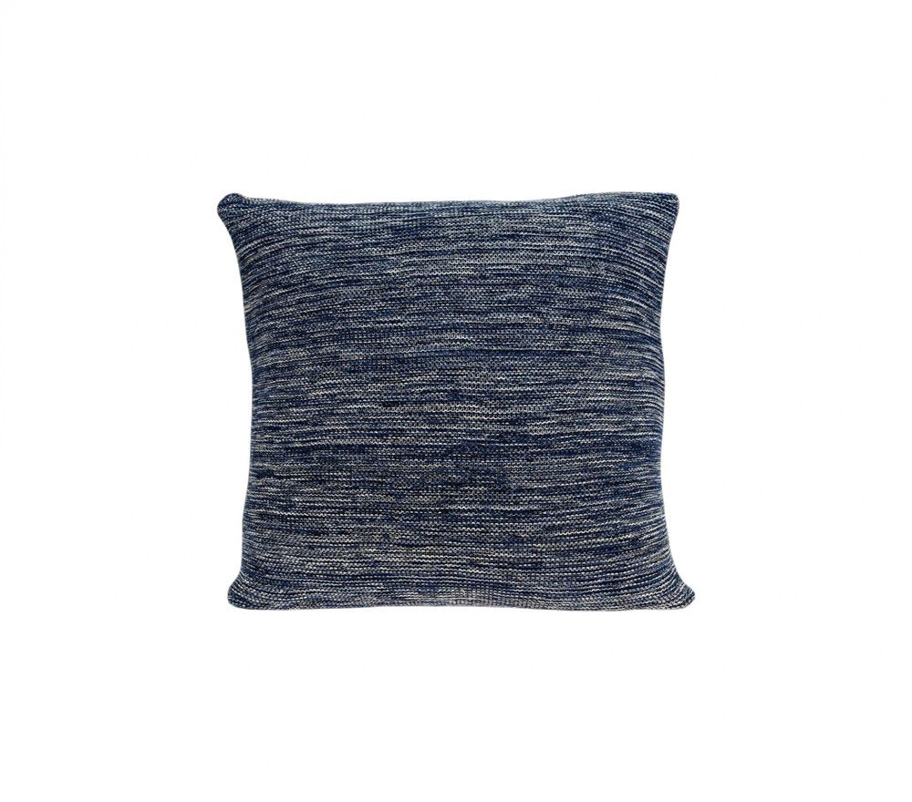 20" Blue Woven Cotton Blend Throw Pillow