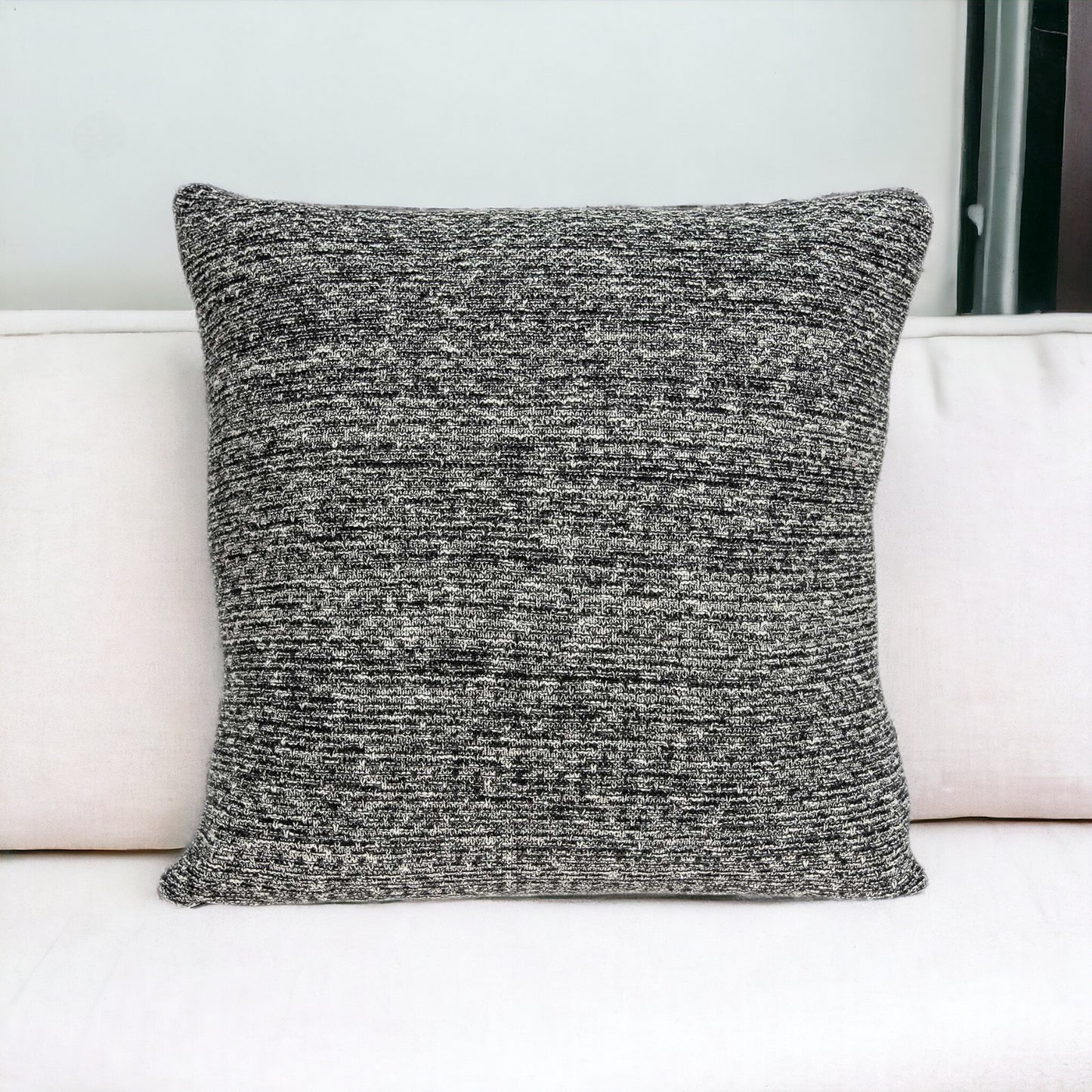 20" Charcoal Woven Cotton Blend Throw Pillow