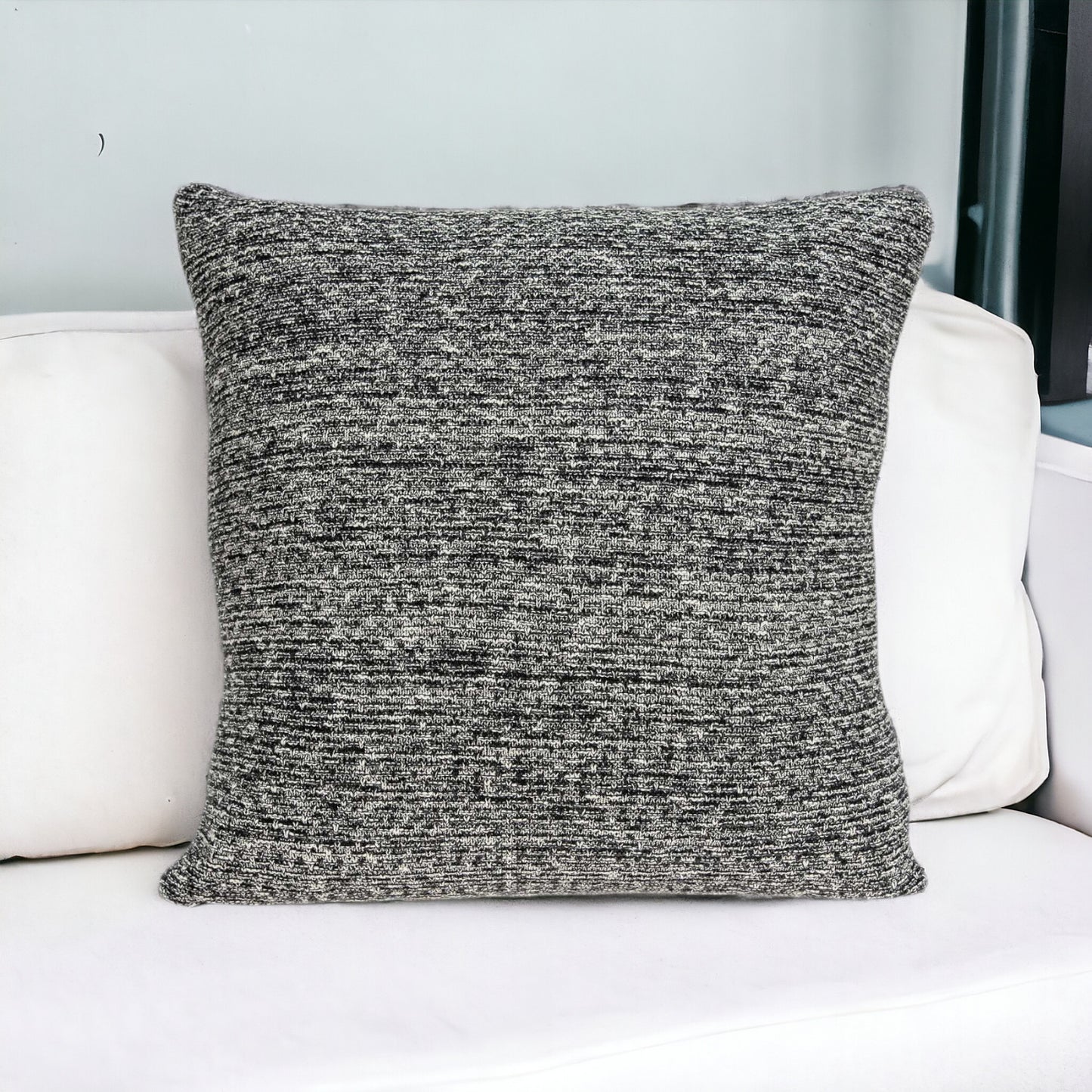 20" Charcoal Woven Cotton Blend Throw Pillow