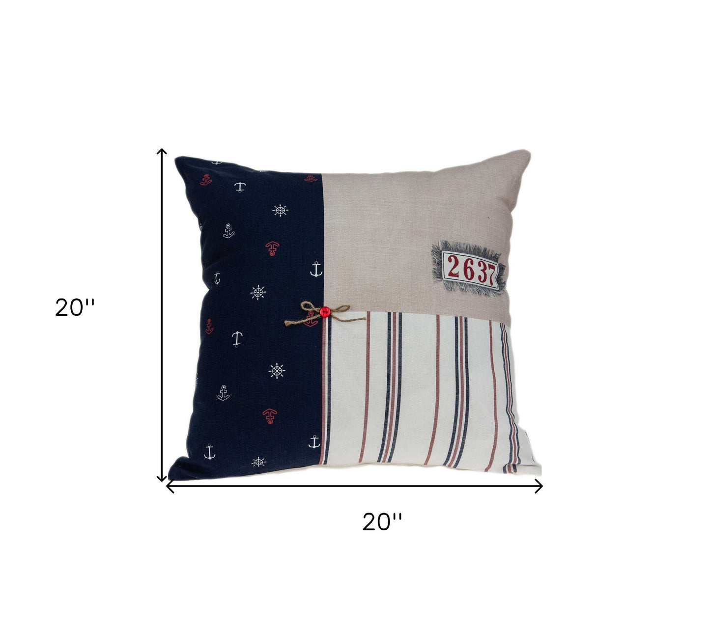 20" X 7" X 20" Nautical Multicolor Pillow Cover With Poly Insert