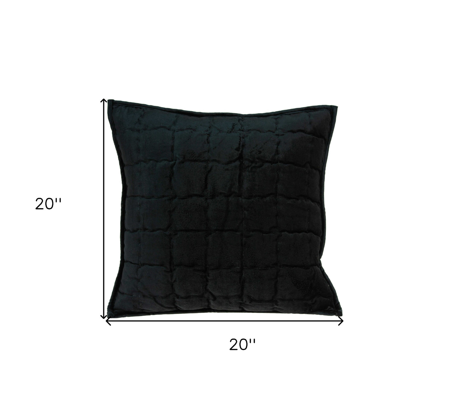 20" X 7" X 20" Transitional Black Solid Quilted Pillow Cover With Poly Insert