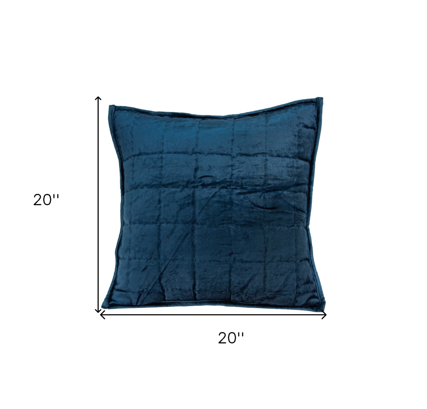 20" X 7" X 20" Transitional Navy Blue Quilted Pillow Cover With Poly Insert