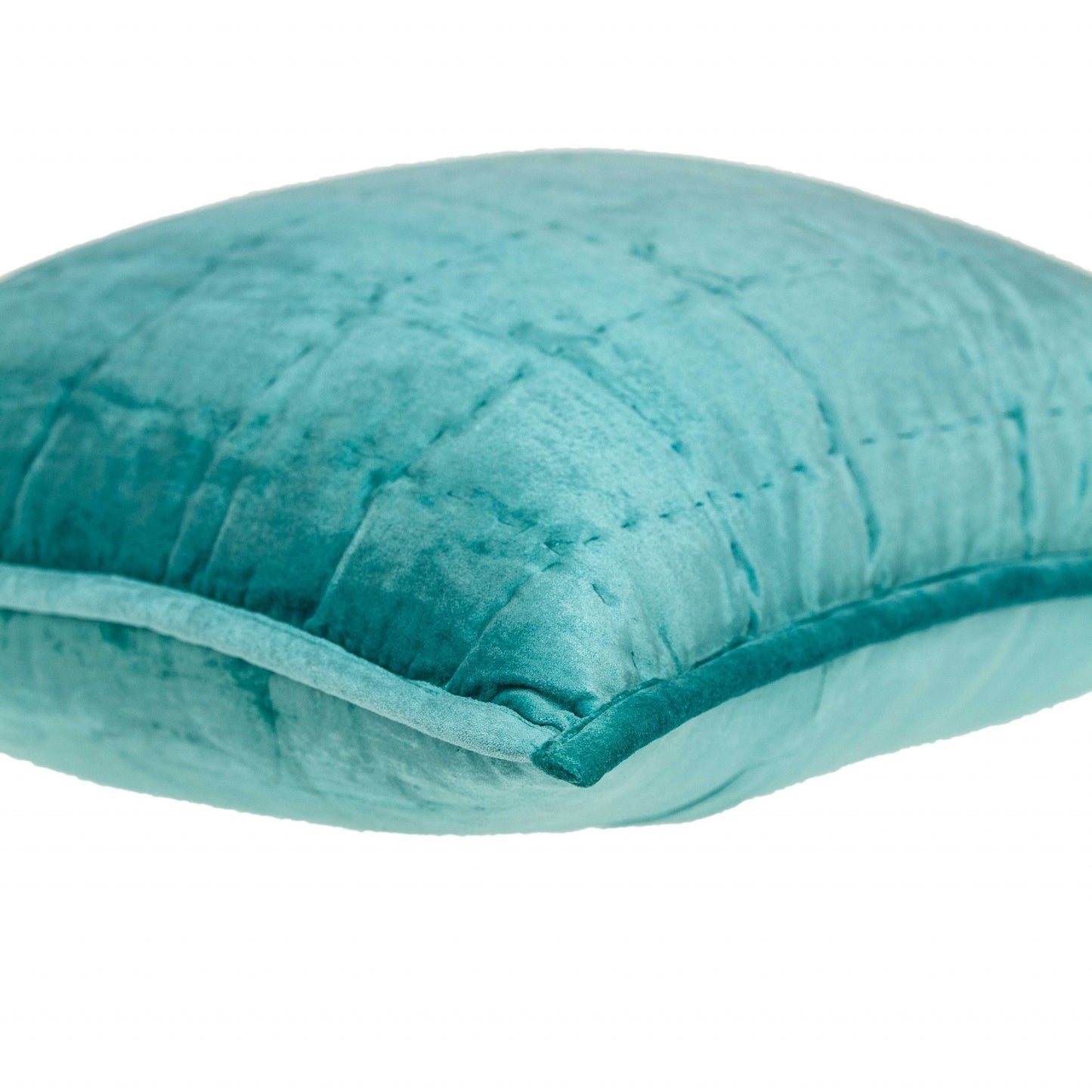 20" X 7" X 20" Transitional Aqua Solid Quilted Pillow Cover With Poly Insert