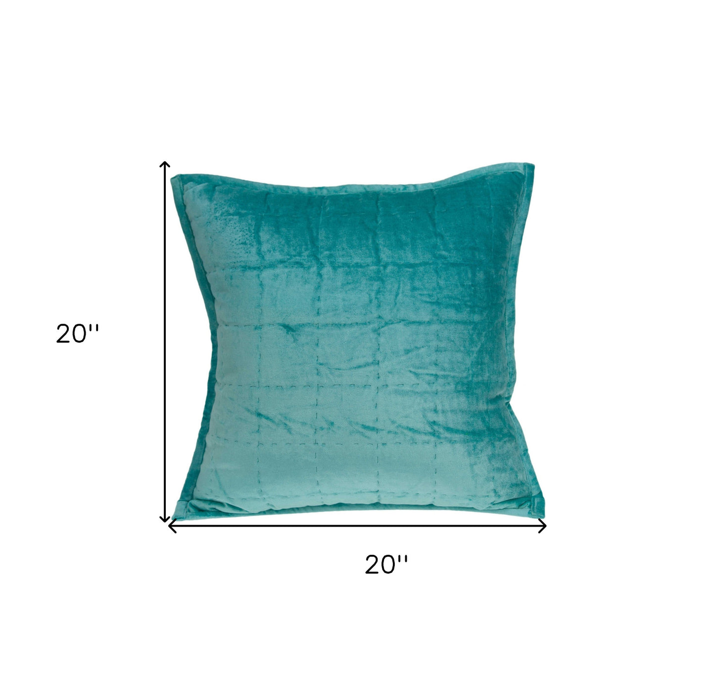 20" X 7" X 20" Transitional Aqua Solid Quilted Pillow Cover With Poly Insert