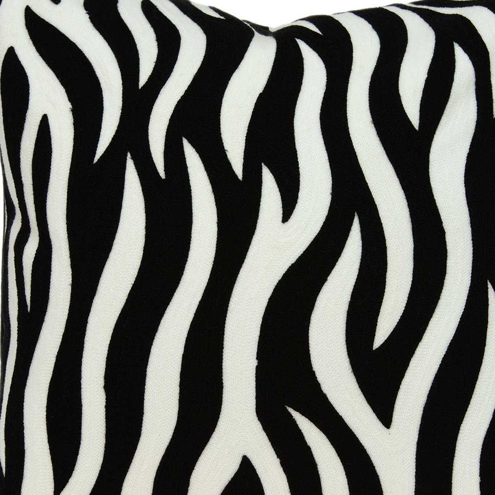 20" X 7" X 20" Transitional Black And White Zebra Pillow Cover With Poly Insert