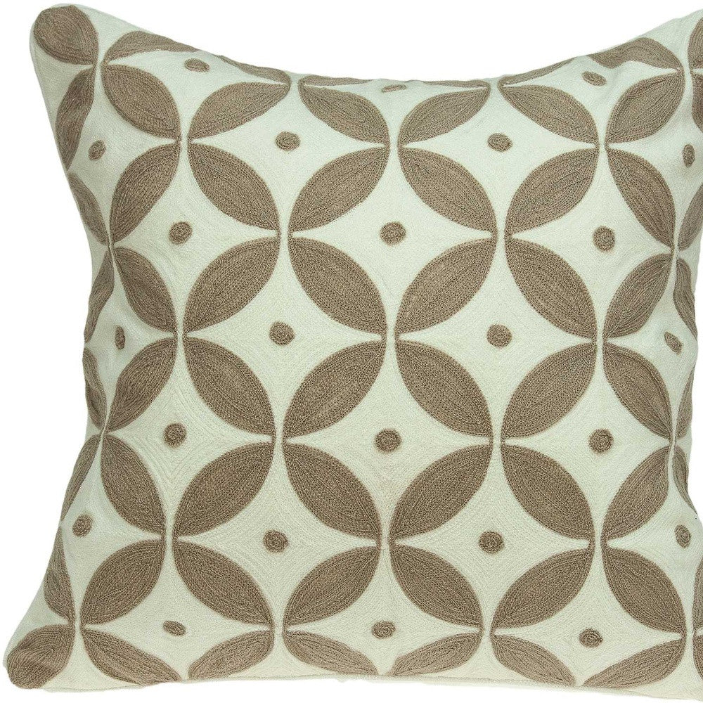 20" X 7" X 20" Transitional Beige And White Accent Pillow Cover With Poly Insert