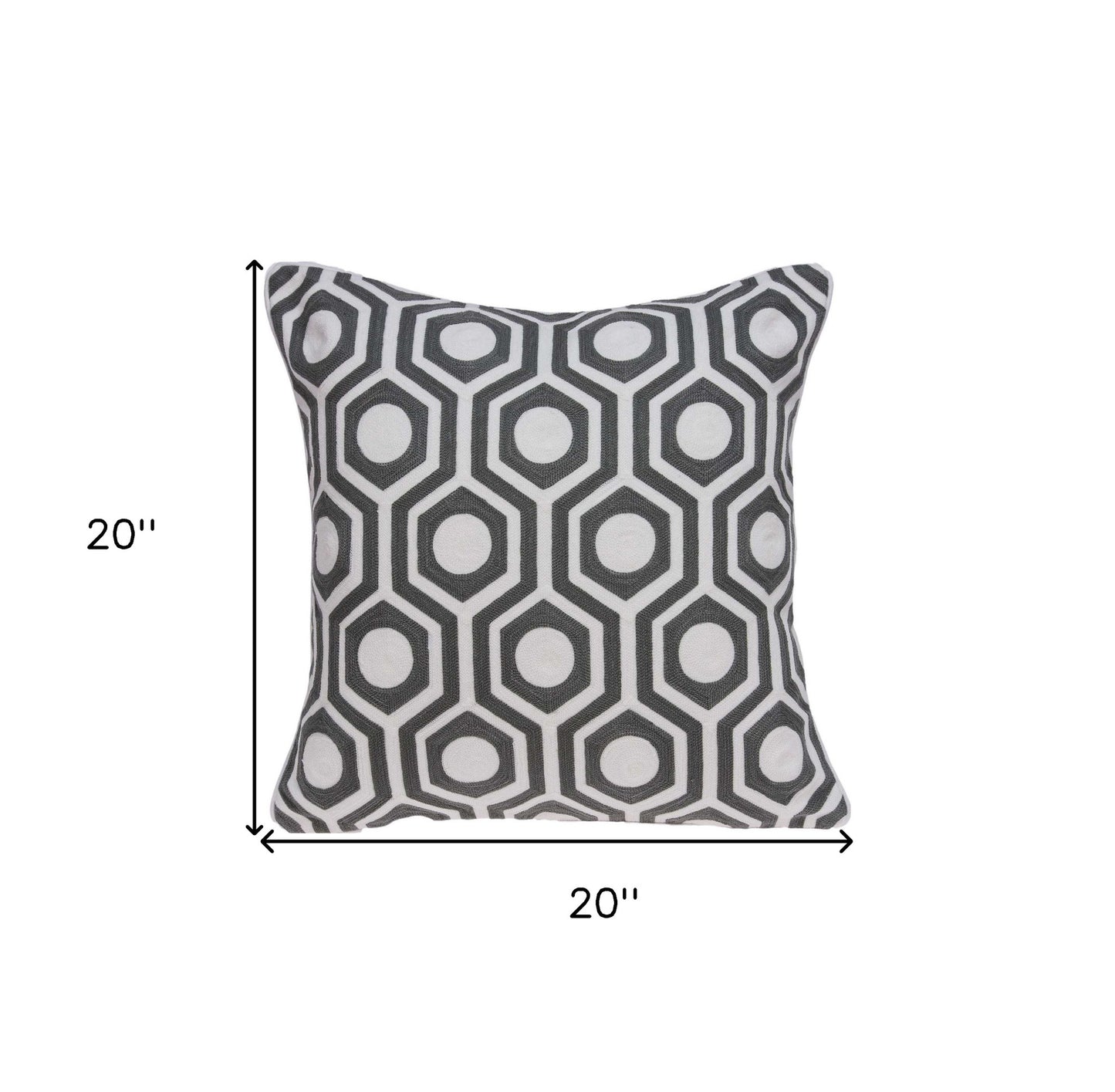 20" X 7" X 20" Cool Gray And White Pillow Cover With Poly Insert