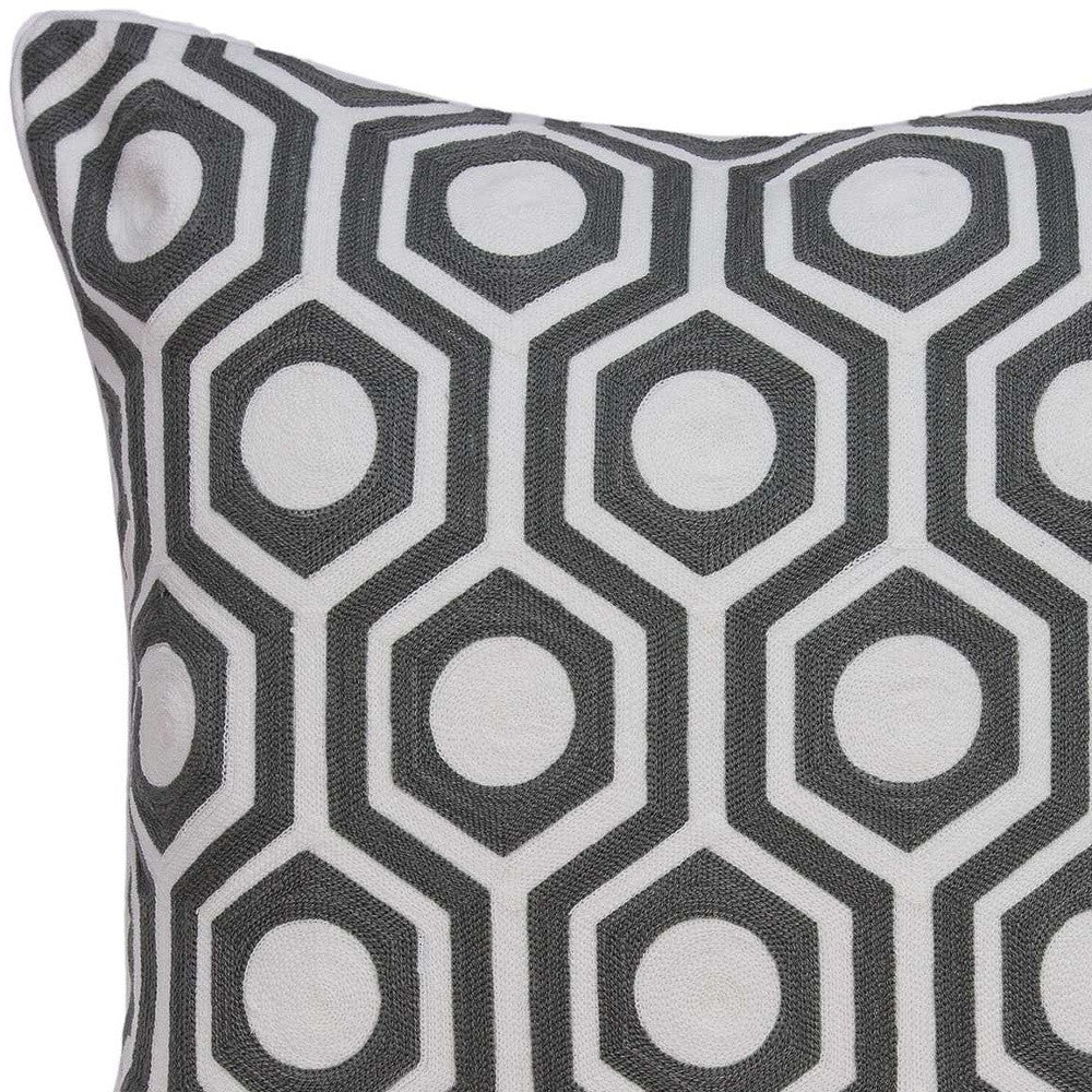 20" X 7" X 20" Cool Gray And White Pillow Cover With Poly Insert