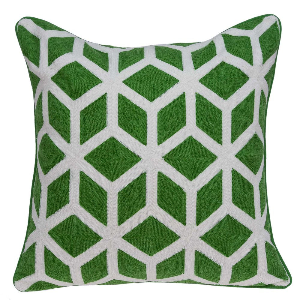 20" Green and White Throw Pillow