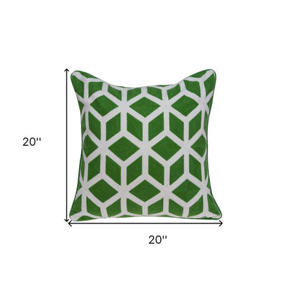 20" Green and White Throw Pillow