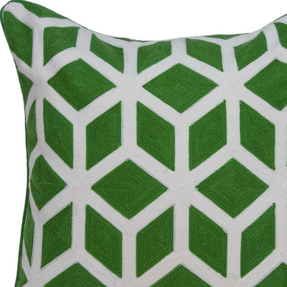 20" Green and White Throw Pillow
