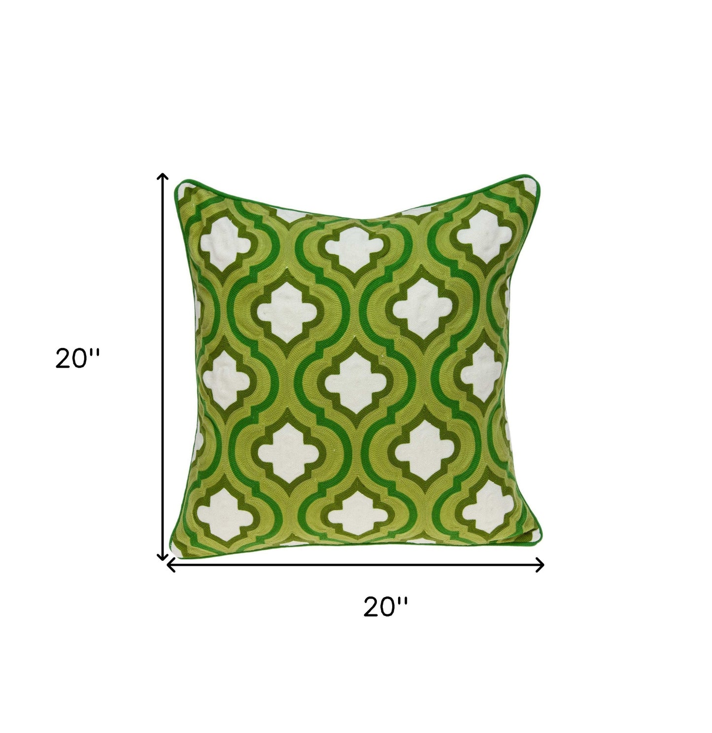 20" X 7" X 20" Cool Traditional Green And White Pillow Cover With Poly Insert