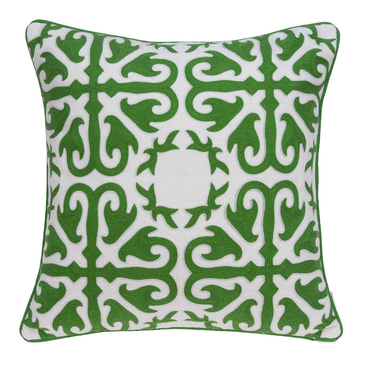 20" X 7" X 20" Traditional Green And White Accent Pillow Cover With Poly Insert