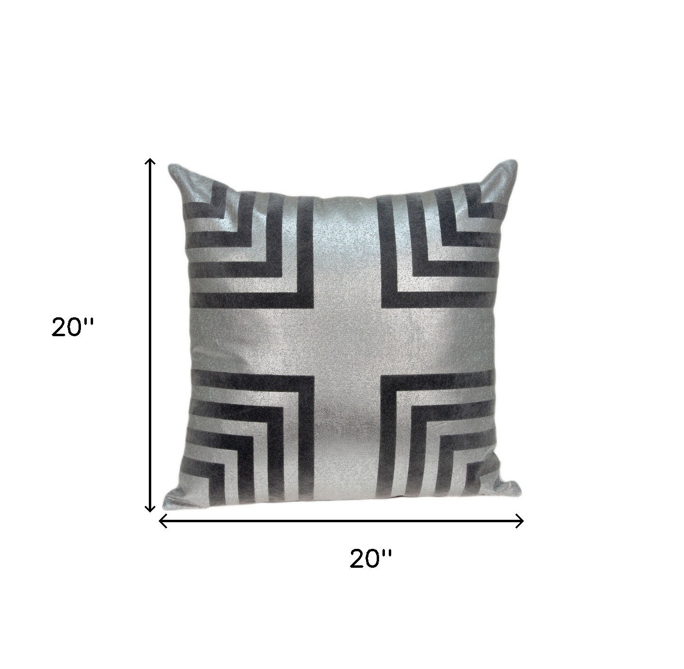 20" X 7" X 20" Transitional Gray Cotton Accent Pillow Cover With Poly Insert