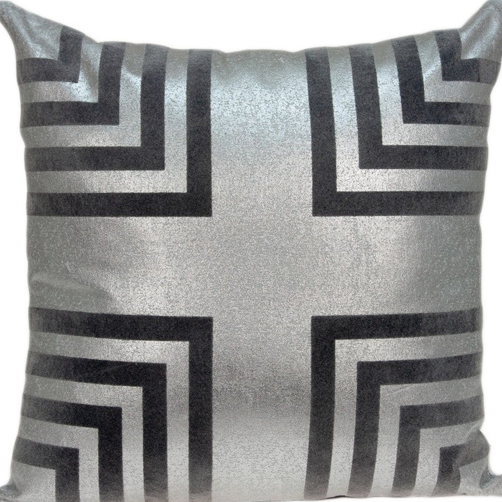 20" X 7" X 20" Transitional Gray Cotton Accent Pillow Cover With Poly Insert