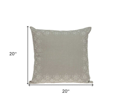 20" X 7" X 20" Decorative Transitional Beige Pillow Cover With Poly Insert