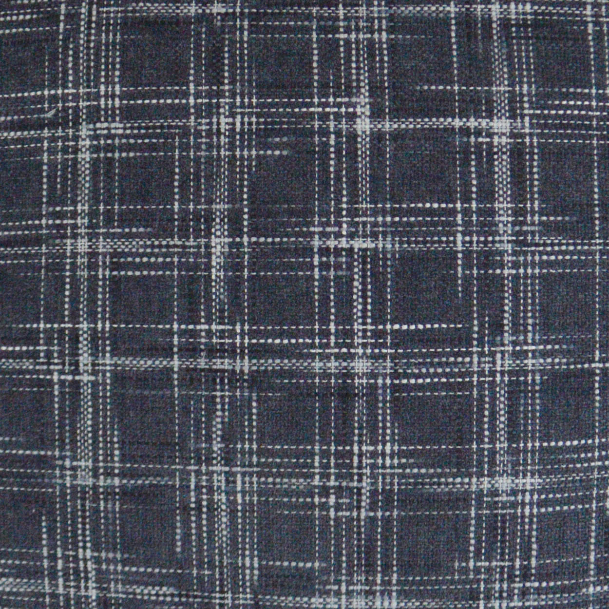 Dark navy plaid pillow with white intersecting lines in a classic check pattern, 24" x 24".