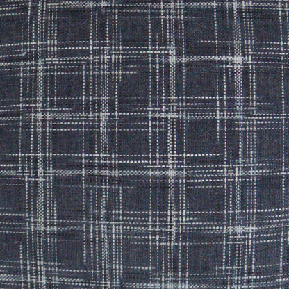 Dark navy plaid pillow with white intersecting lines in a classic check pattern, 24" x 24".