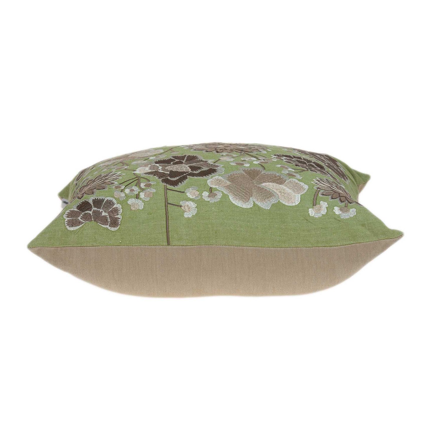 20" X 20" Green Floral Cotton Down Pillow