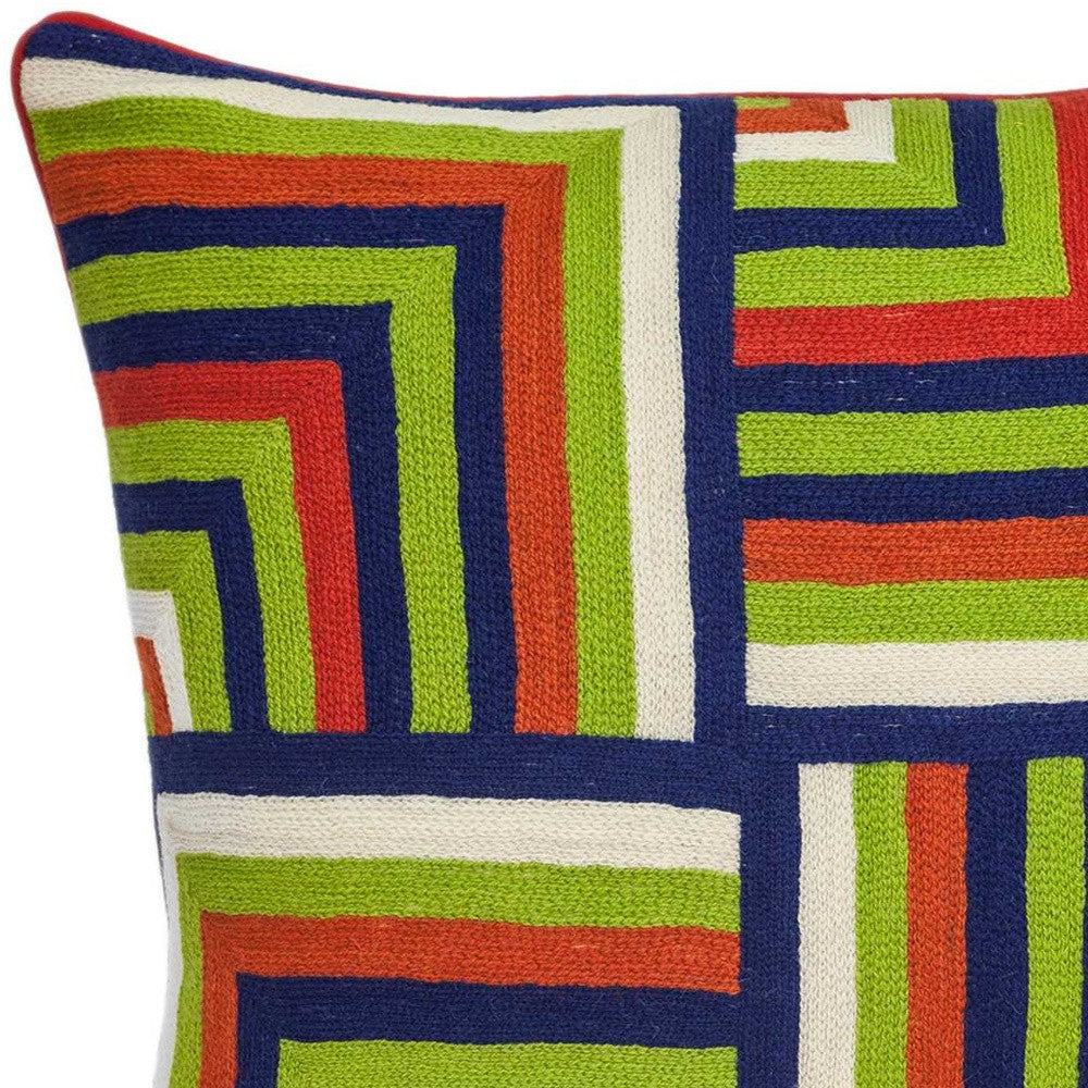 20" X 7" X 20" Handmade Multicolored Accent Pillow Cover With Poly Insert