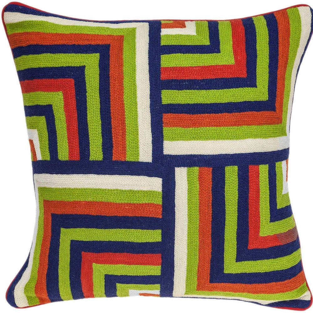 20" X 7" X 20" Handmade Multicolored Accent Pillow Cover With Poly Insert