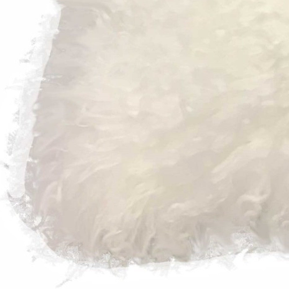 17" Bright White Genuine Tibetan Lamb Fur Pillow With Microsuede Backing