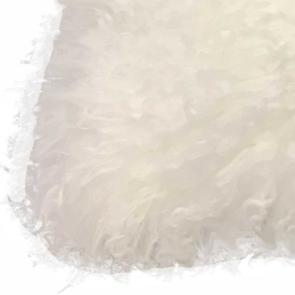 17" bright white genuine Tibetan lamb fur pillow with microsuede backing