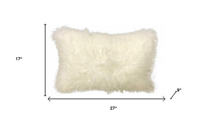 20" Creamy Genuine Tibetan Lamb Fur Pillow With Microsuede Backing