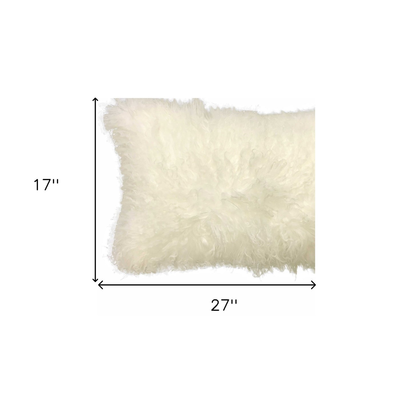 20" Creamy Genuine Tibetan Lamb Fur Pillow With Microsuede Backing