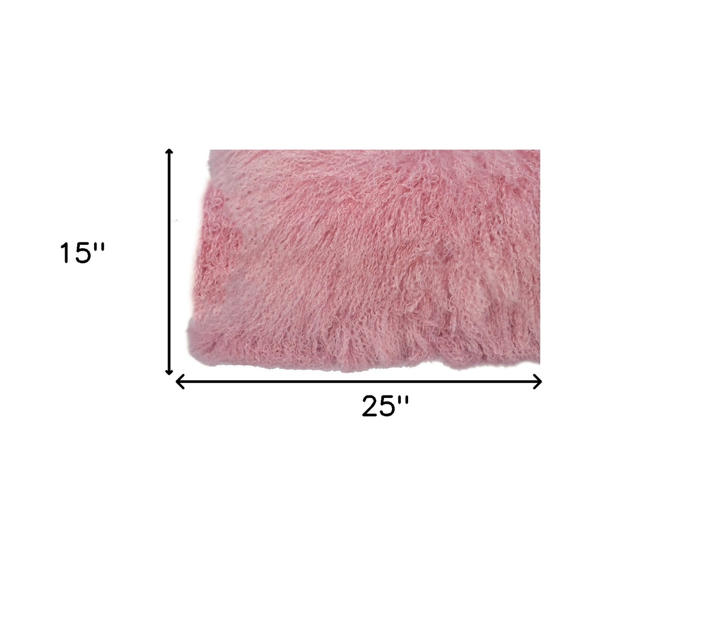 15" X 25" Pink Lambswool Down Throw Pillow