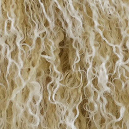 Gold genuine Tibetan lamb fur pillow with microsuede backing, 20 inches