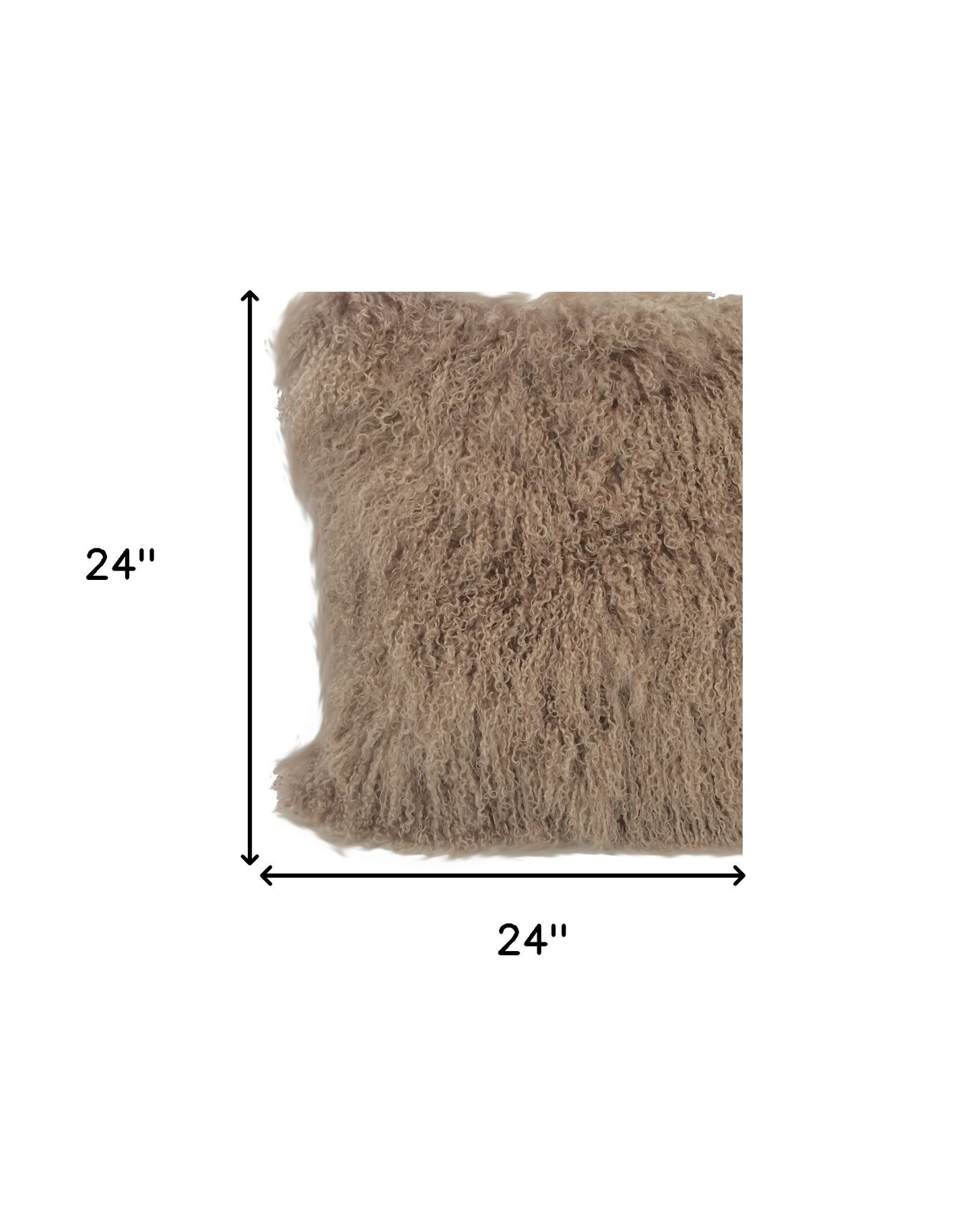 24" Beige Genuine Tibetan Lamb Fur Pillow With Microsuede Backing