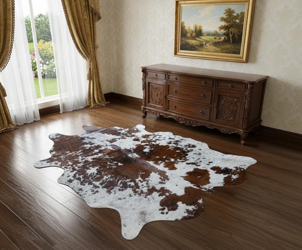 5' X 6' Natural Cowhide Handmade Area Rug