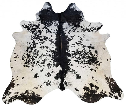 6' X 7' Black And White Cowhide Handmade Area Rug