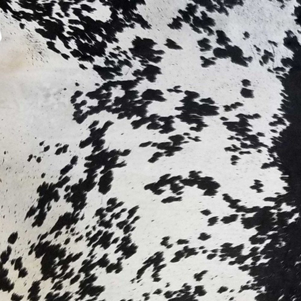 6' X 7' Black And White Cowhide Handmade Area Rug