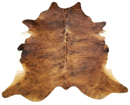 6' X 7' Black And White Cowhide Handmade Area Rug