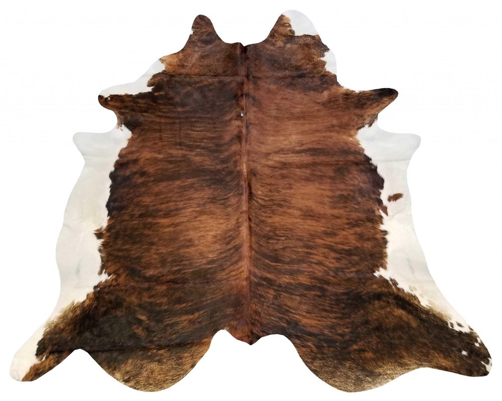 6' X 7' Black And White Cowhide Handmade Area Rug