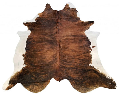 6' X 7' Black And White Cowhide Handmade Area Rug