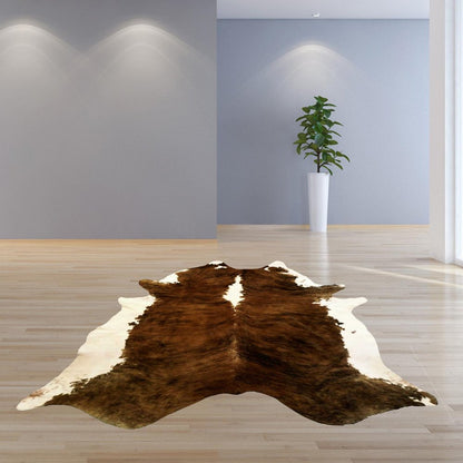 6' X 7' Black And White Cowhide Handmade Area Rug