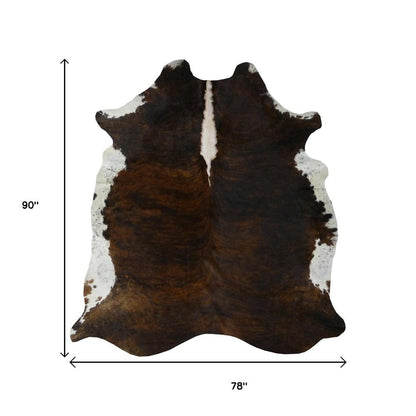 6' X 7' Black And White Cowhide Handmade Area Rug