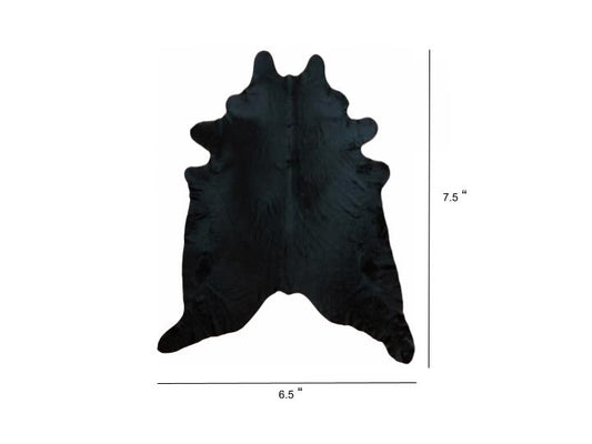 6' X 7' Black Cowhide Handmade Area Rug