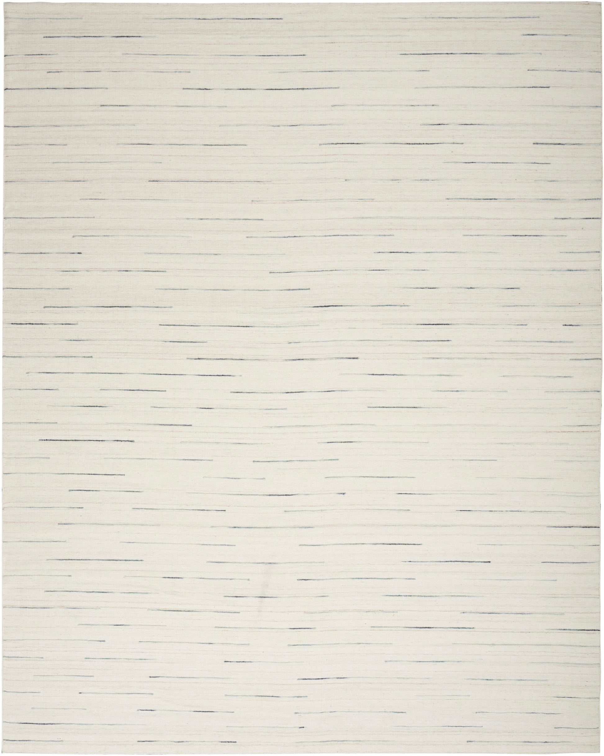 Cream rug with thin gray horizontal lines scattered across a subtle woven texture; minimalist modern.