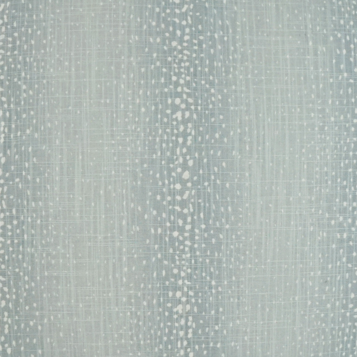 Light blue-gray linen-like fabric with subtle woven texture and white speckled vertical flecks for upholstery or drapery.