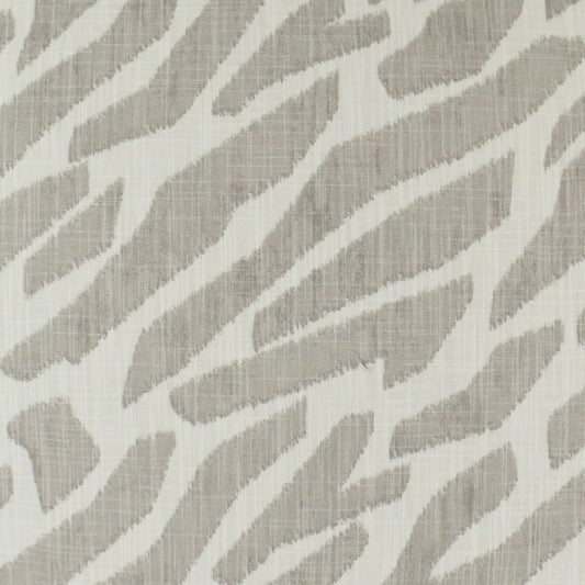 Light gray brushstroke zebra pattern on white fabric; modern, soft-textured textile.